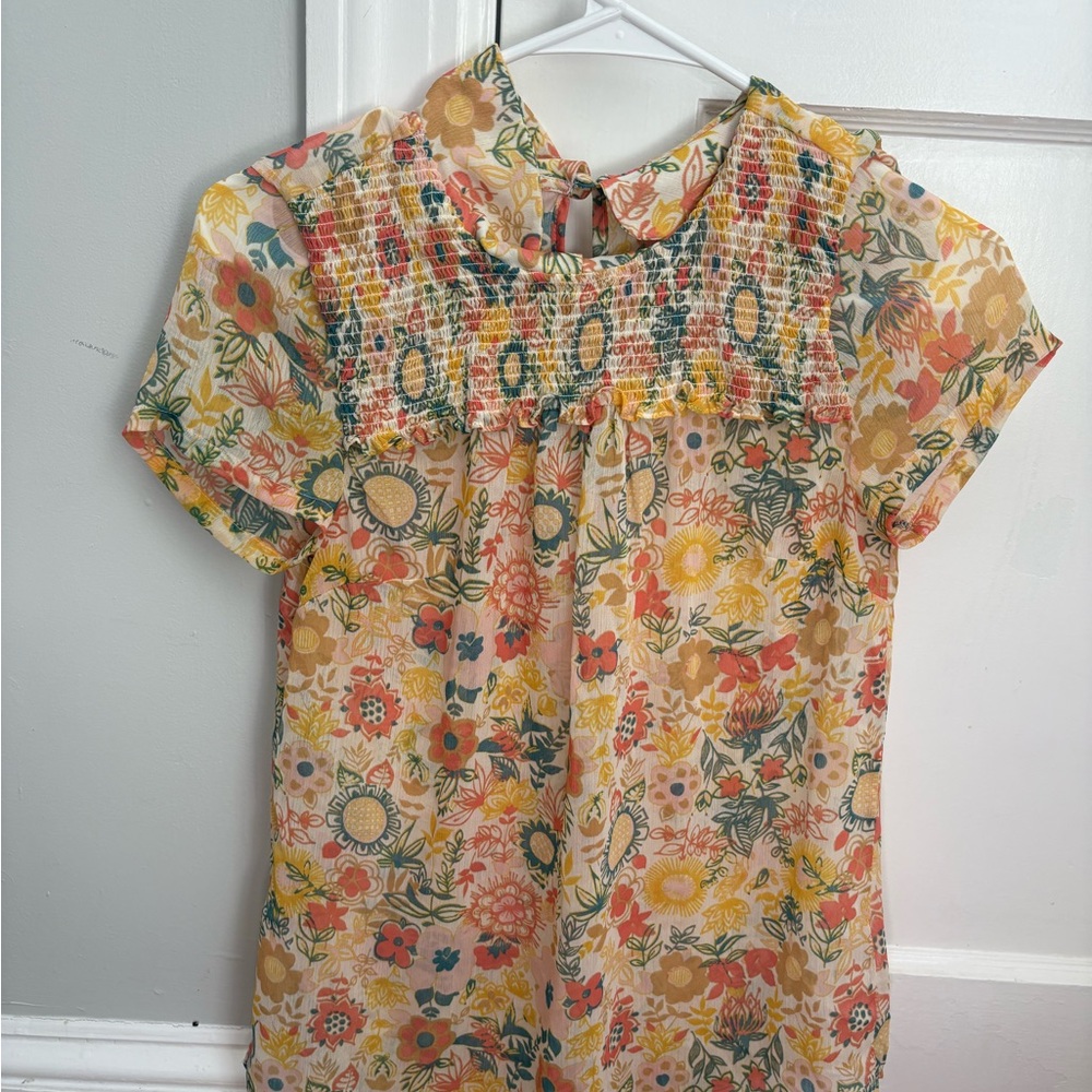 Modcloth Floral Yellow and Red Blouse